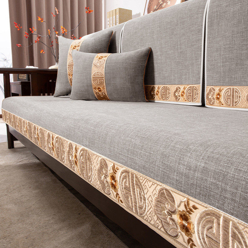 四季通用沙发垫新中式实木沙发坐垫盖布垫子防滑木质座垫套罩红木