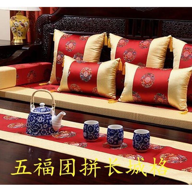 红木沙发椰棕+海绵中式坐垫实木罗汉床垫子五件套加厚防滑