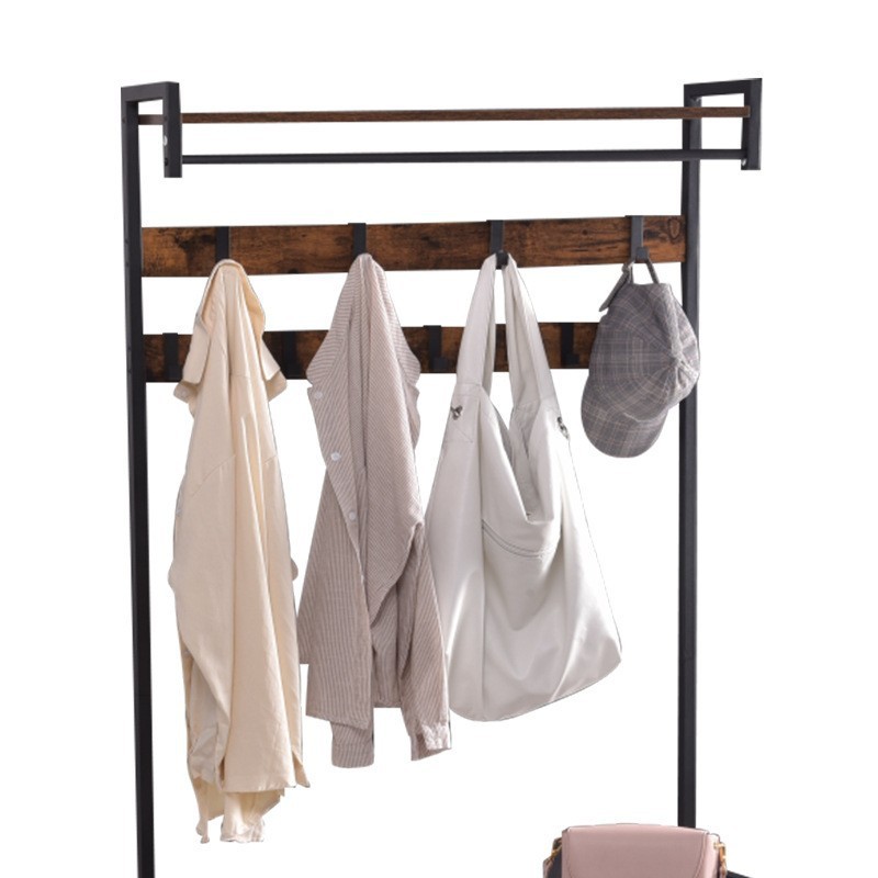 落地衣帽架带实木卧室挂钩衣服架简约晾衣架鞋简易挂衣架多功能柜