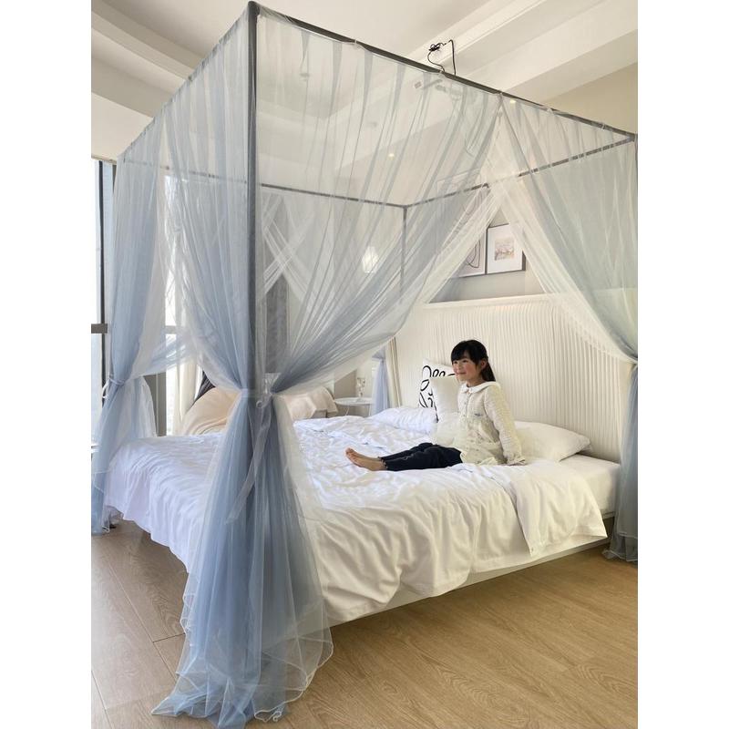 6b76蚊帐可双层纱门宫廷落地支架三开家用新款加密公主风床幔