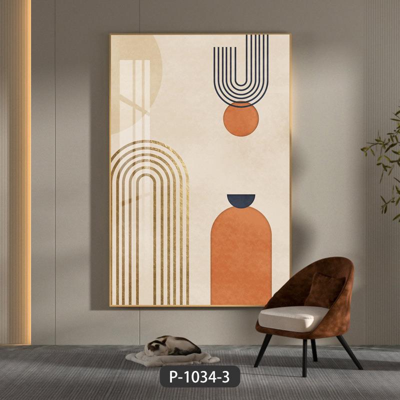 入户玄关竖版装饰画简约欧式抽象走廊壁画线条客厅晶瓷镶钻挂画图片
