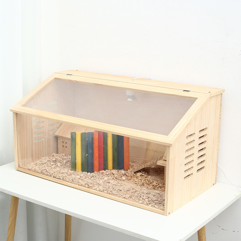 芦丁鸡饲养箱全套殖笼养观赏箱木箱小仓鼠房子笼子透明前窗别墅箱