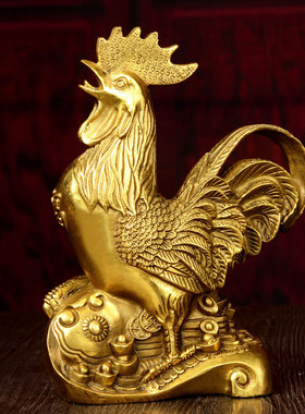 黄铜公鸡摆件铜如意公鸡黄铜摆件鸡客厅黄铜生肖