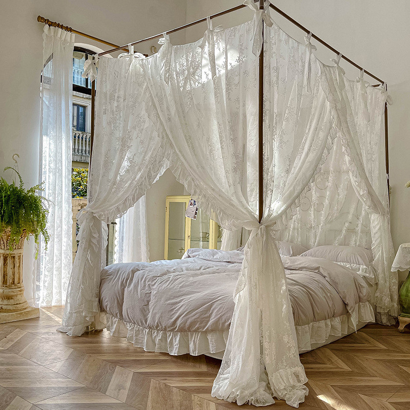 热销btv42022新款法式公主风落地宫廷三1.8m床1.5米轻奢蕾丝蚊帐