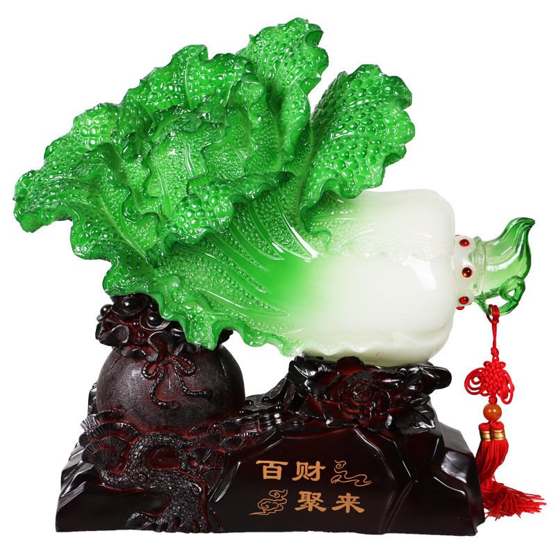 雅信公司前台招财玉白菜摆件百财聚来办公室客厅装饰工艺品摆设图片