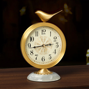 台式座钟客厅钟表摆件台钟家用简约新中式黄铜摆钟桌面时钟小坐钟