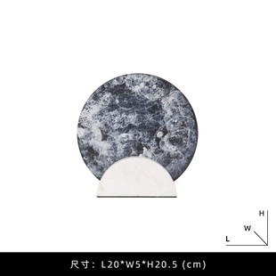 现代新中式轻奢样板房圆形云彩复古摆件客厅大堂铁艺家居软装饰品