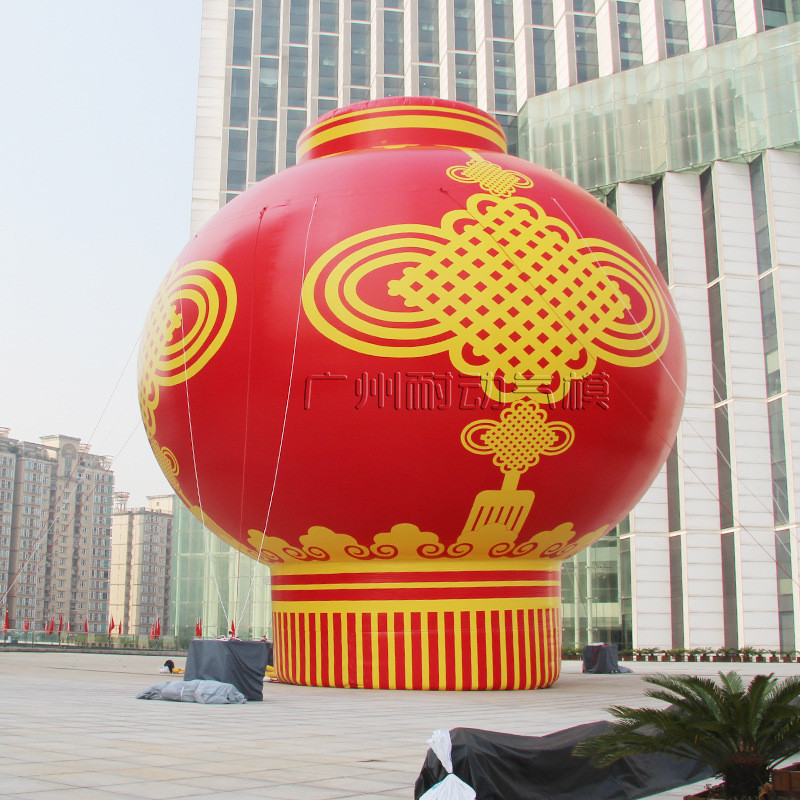 大型充气卡通模型新年户外装饰广州灯笼景20m巨型充气塔布气模光