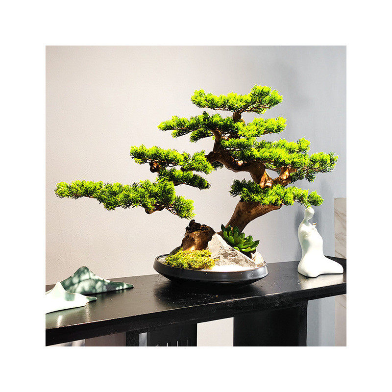 绿植盆景仿真迎客松盆栽造景室内园艺仿真树创意装饰摆件厂家批发