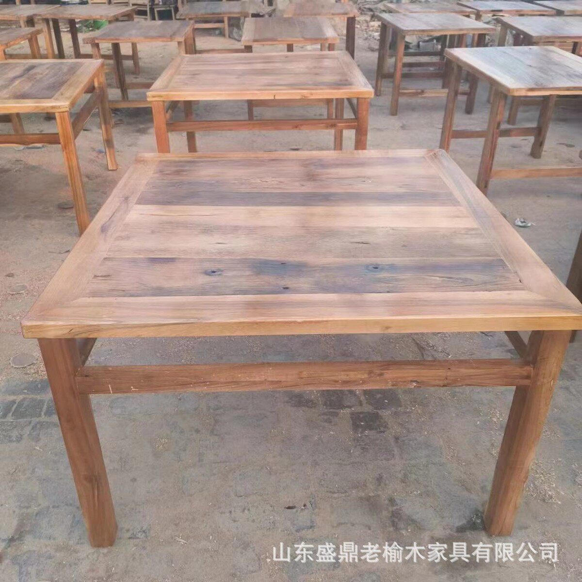 中式仿古老榆木太师椅客厅农村雕花靠背椅实木带扶手八仙桌餐桌椅