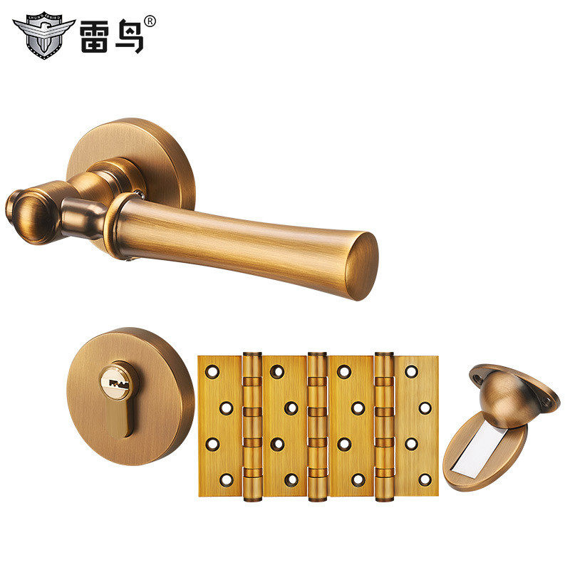 雷鸟锁法式金色轻奢房间分体卧室门锁磁吸静音复古黄古铜锁具门锁