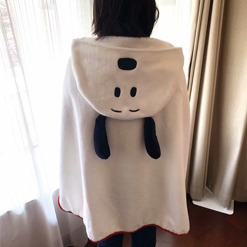 可爱披肩披风斗篷秋冬空调毯懒人小毯子单人毛毯办公室卡通午睡毯