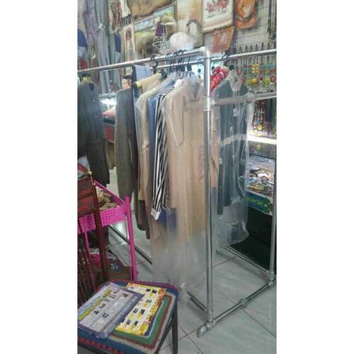 晾衣架钢管镀锌落地单双杆晒被阳台服装展示架双杠双排水管衣服架