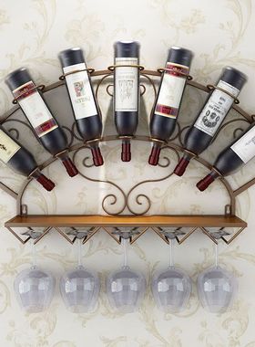 酒柜简约现代客厅壁挂式酒架摆件上墙欧式置物架创意红酒杯架倒挂