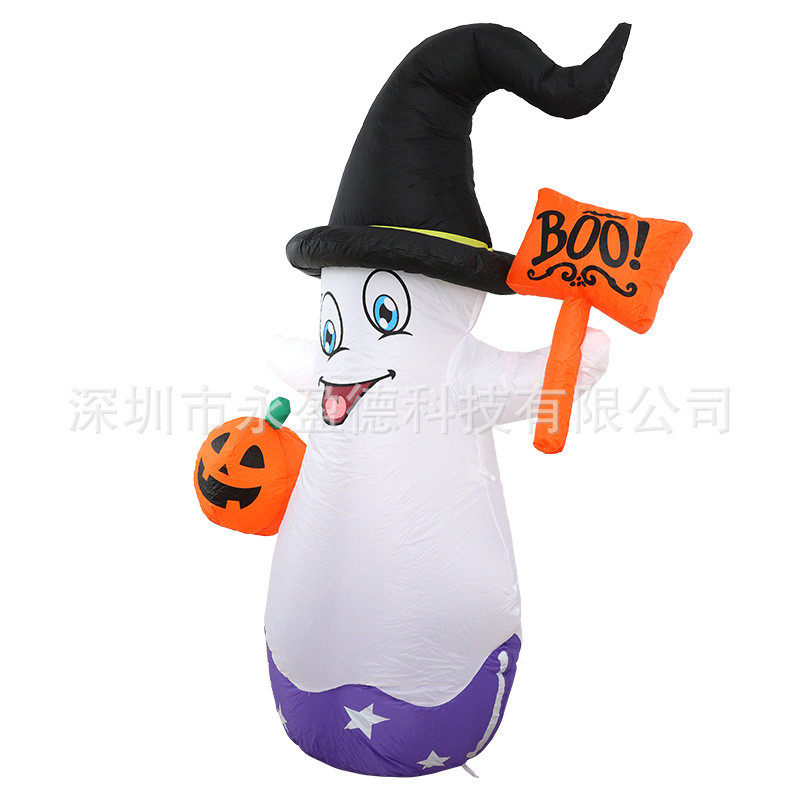 热销万圣鬼节巫帽白鬼南瓜幽灵户外 充气鬼屋幽灵模型酒吧气模装