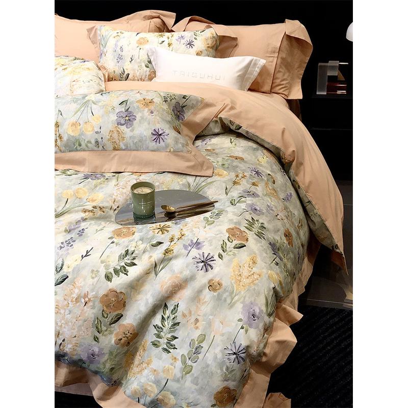 高级感床上四件套美式加厚保暖磨毛100支长绒棉全棉被套全棉1.8m