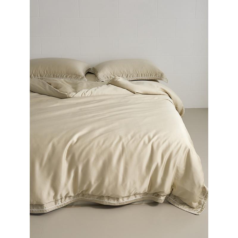 高档裸睡100支全棉长绒棉四件套纯色简约轻奢贡缎床单1.5/1.8m床