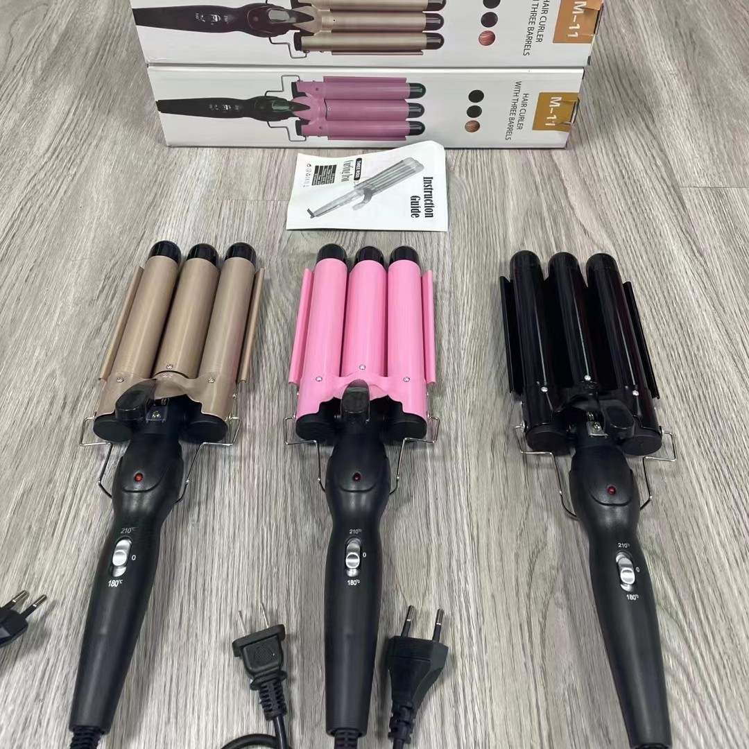 爆款三管卷发棒三棒卷发器水波纹美发棒蛋蛋卷电夹板跨境烫发器