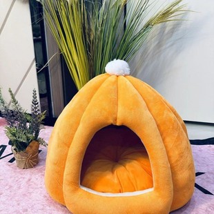 南瓜猫窝封闭式全包围猫保暖家用加厚舍猫窝房子小型狗窝冬天