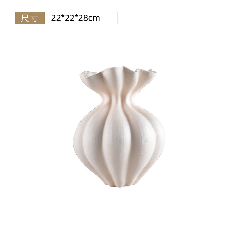 现代简约含羞花瓶白色客厅茶几摆件家居中古风艺术高级感样板间