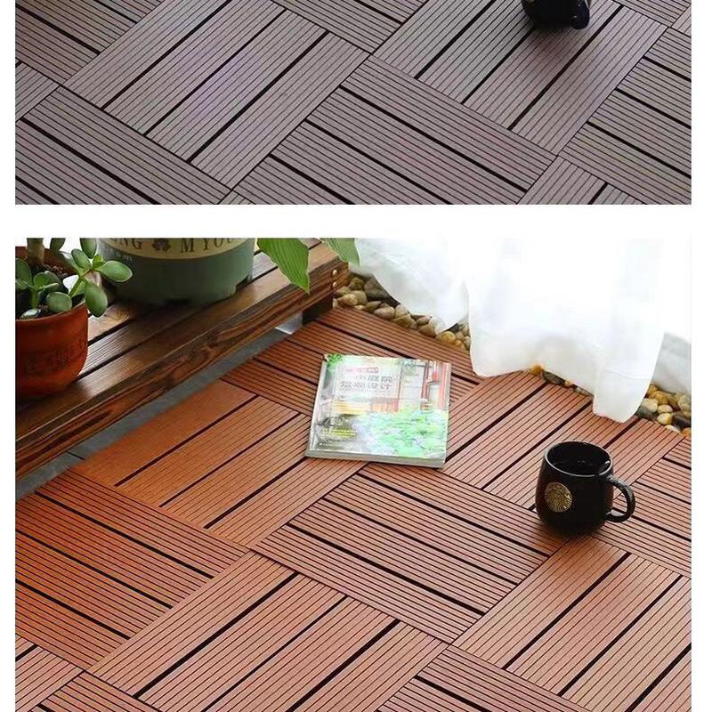 热销户外仿木塑地板防水防腐庭院花园露台diy拼接pp直纹地板阳台