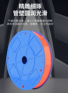 热销pu气管空压机软管6x4/8x5/12x8/14x10/16x12耐压透明红黑蓝气