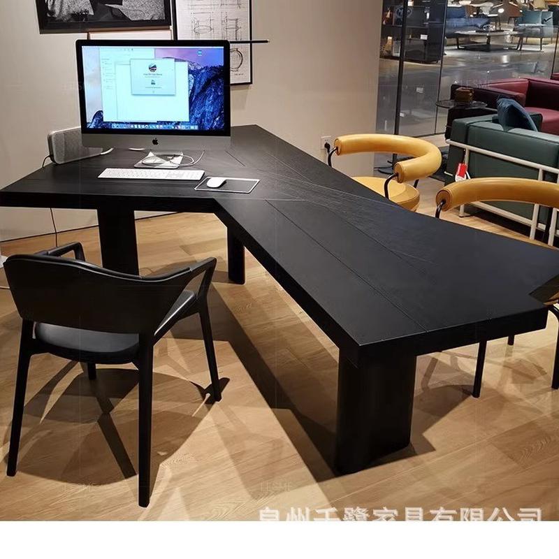 北欧实木书桌现代异形工作台原木电脑长桌设计师老板桌办公桌桌