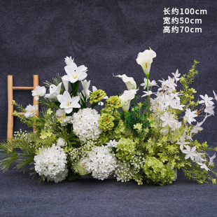 新款仿真花地排花婚庆婚礼布置绢花道具t台装饰路引花地排花成品
