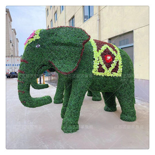 2022造型绿雕景观春节小品设计动物节庆绿植物工艺品稻草仿真大象