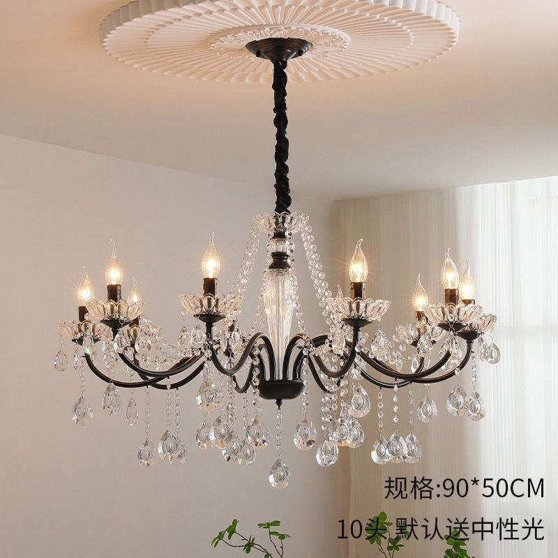 美式复古水晶灯中古风简约大气吊灯欧式客厅轻奢餐厅法式蜡烛卧室