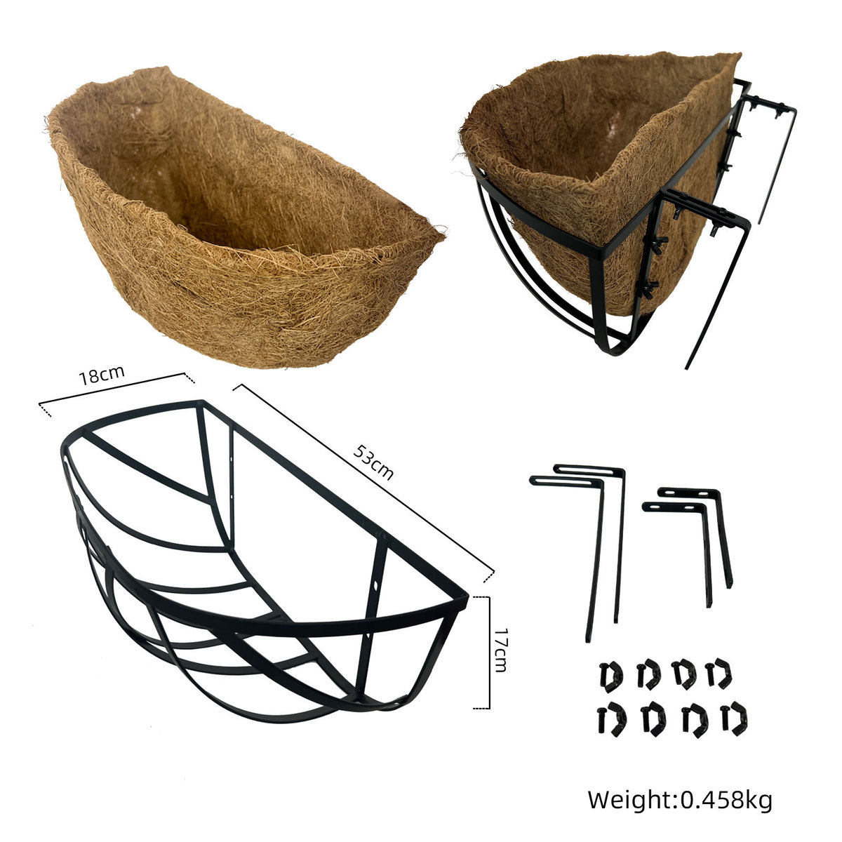 x新品半壁花篮款春季园艺铁架椰棕花篮吊篮花盆现货,鲜花速递/花卉仿真/绿植园艺,花盆,淘宝优惠券,粉丝福利购,淘宝优惠卷