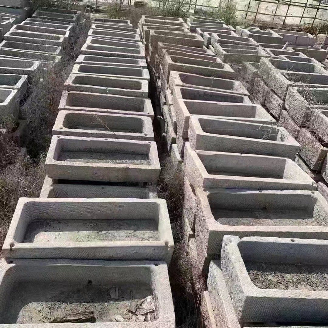 老旧石槽鱼缸养鱼石头民间种花庭院小石槽流水组合花盆猪槽牛槽