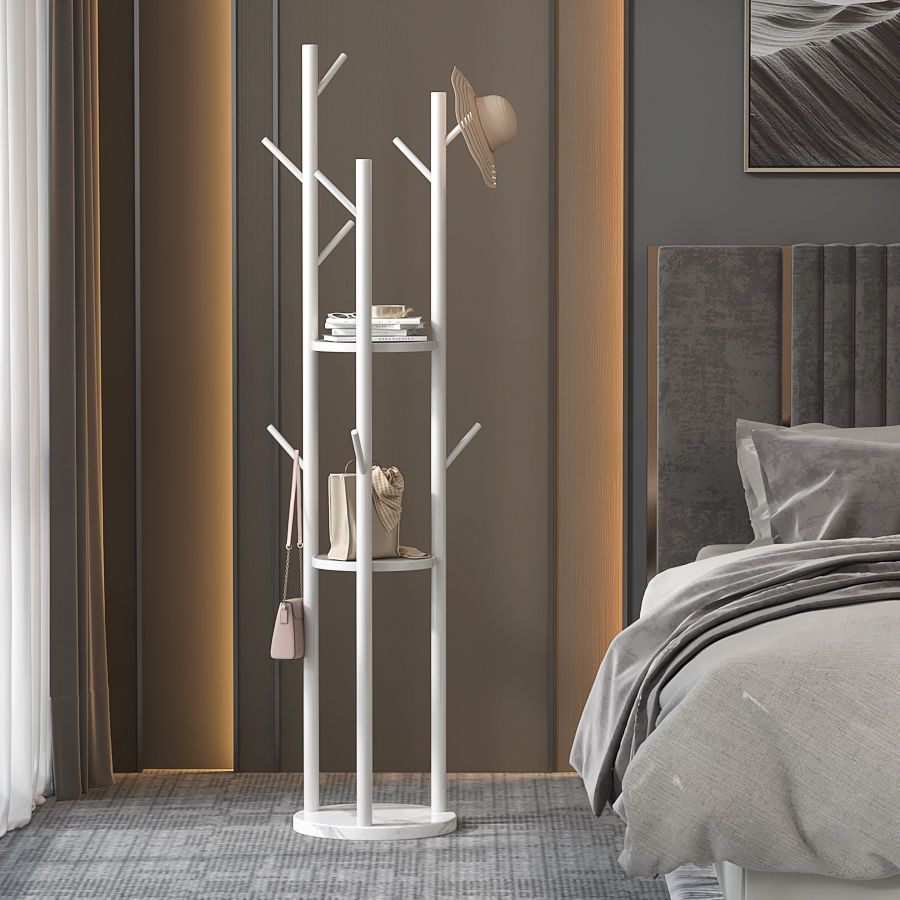 铁艺衣帽架大理石落地简易衣架卧室家用落地立式挂衣架网红衣帽架