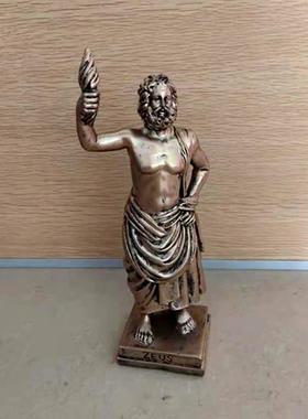 客厅神话装饰雕塑像人物欧式工艺品古希腊酒柜铜色宙斯装饰摆件