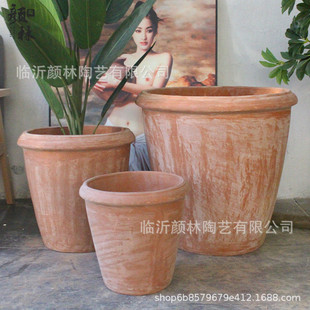 热销供应出口现货大口盆景观栽树盆复古庭院红陶盆粗陶美式乡村大