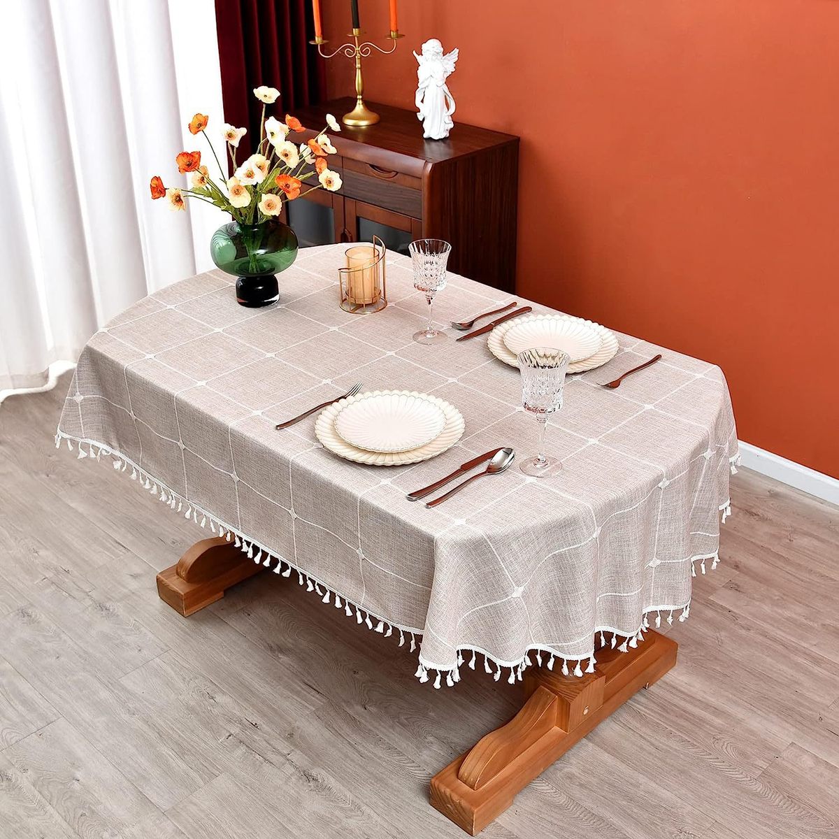 热卖餐桌布艺红色圣诞节日喜庆台布提花方格子工厂直供