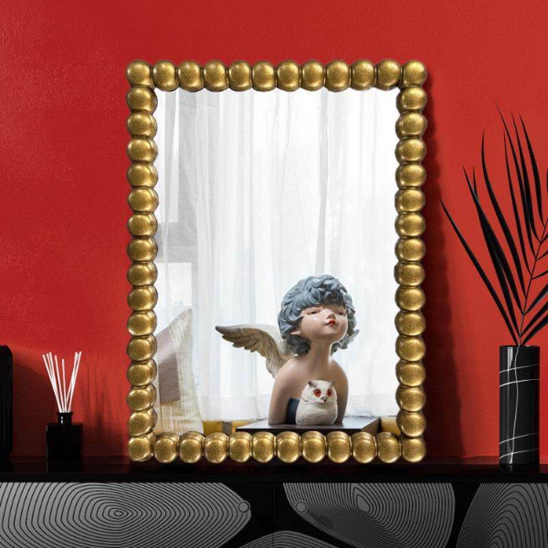 法式复古风浴室镜艺术气质化妆镜镜玄关家用方梳妆不变形穿衣镜子