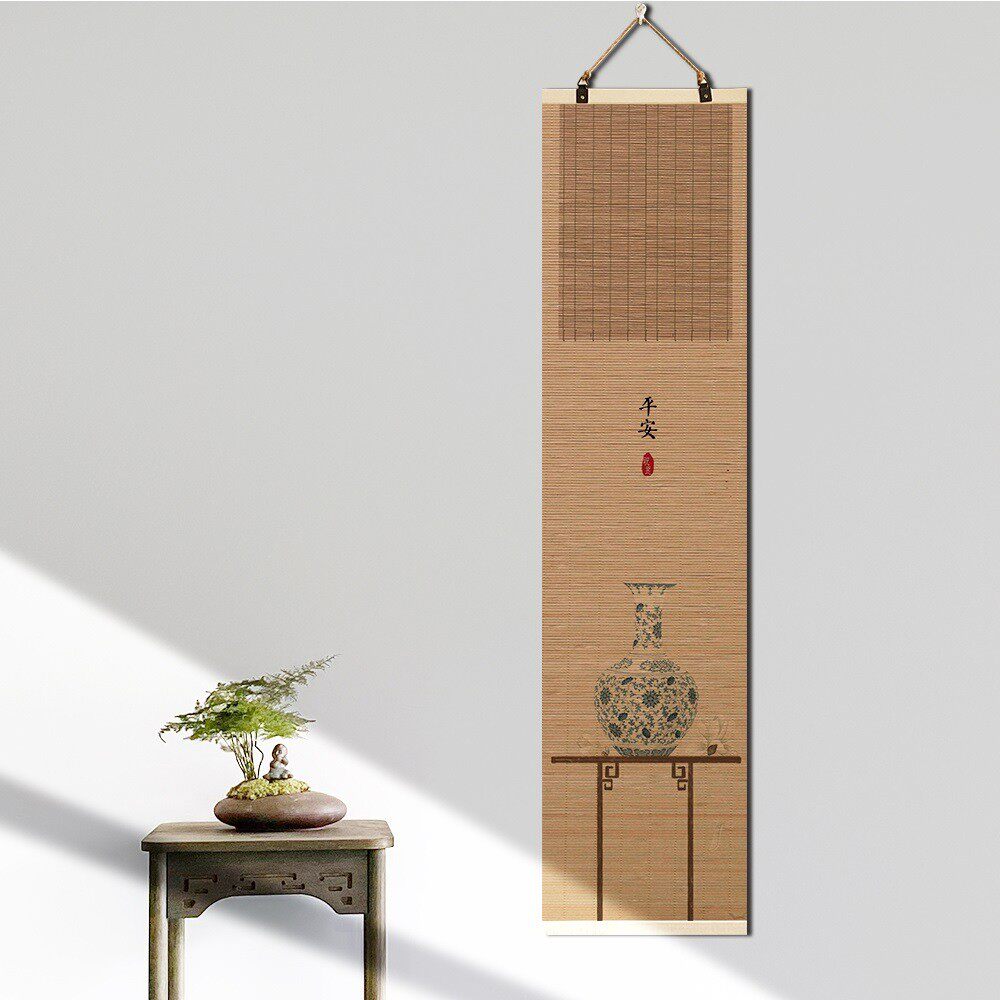 家和挂画摆件新中式竹帘子卷轴温馨客厅书法字画背景墙面装饰壁画