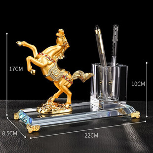 泰锦瑞新款老板总经理办公室桌面水晶笔筒摆件时尚办公桌收纳盒老