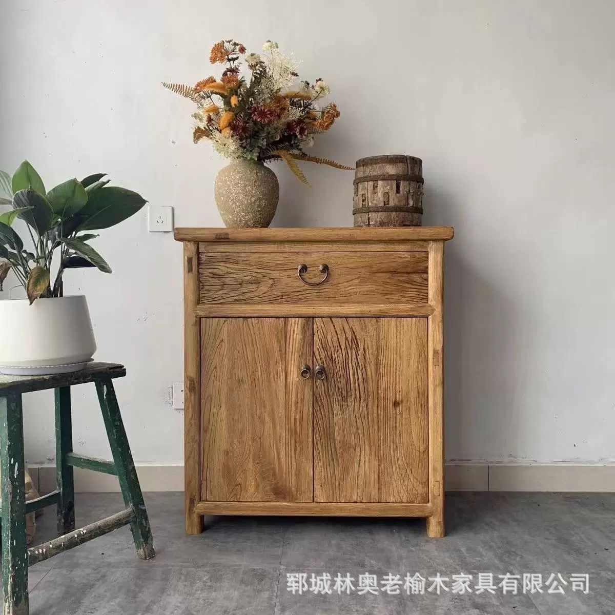 旧老榆木禅意餐边柜风化做中式茶水柜实木墙边储物柜玄关收纳柜