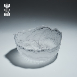 容山堂水墨茶洗玻璃锤目纹大号茶渣桶茶杯洗水盂建水功夫茶具配件