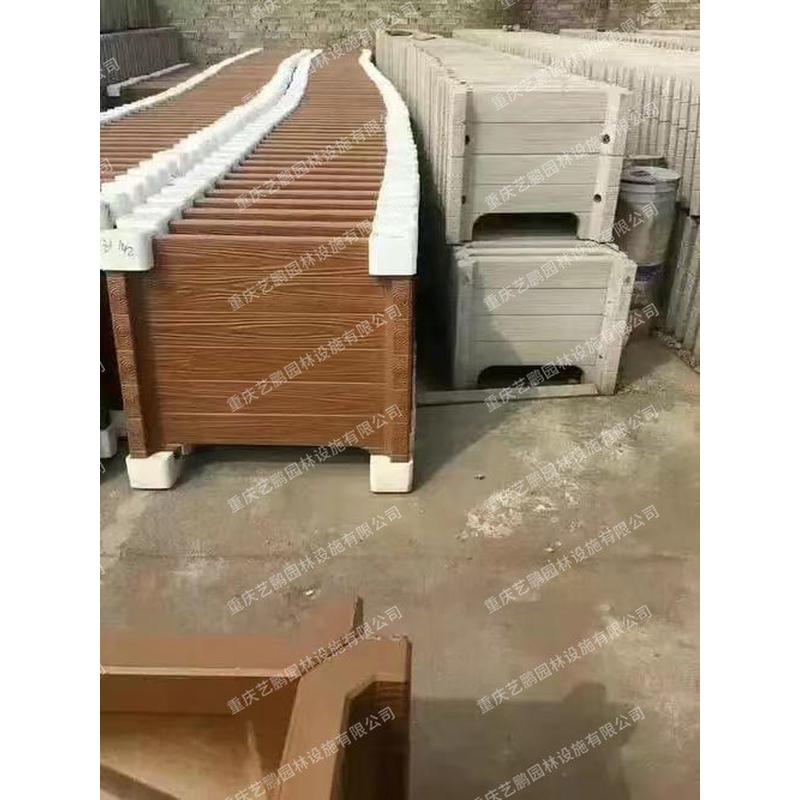 仿木花箱大口径长方形防腐木花盆绿化花槽市政钢筋水泥隔断花池