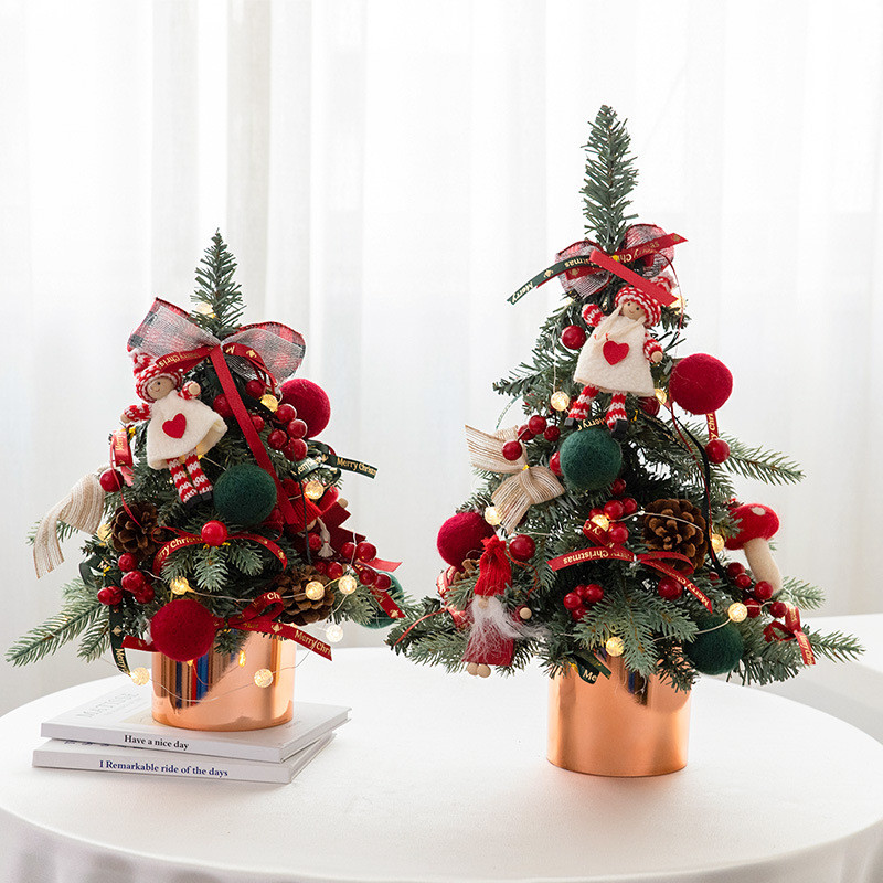 1vpr圣诞装饰pe迷你混合叶圣诞树家用30/45/60cm套餐装饰树桌面摆