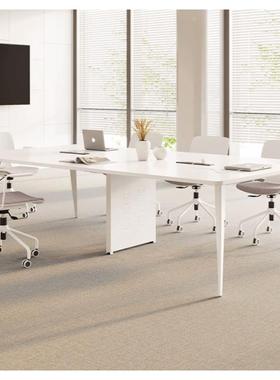 热销白色办公桌椅组合简约现代洽谈6/8人大小型会议桌长桌会客室