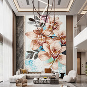 玻璃马赛克剪画简约现代客厅玄关拼图花朵瓷砖走廊艺术装 饰背景墙