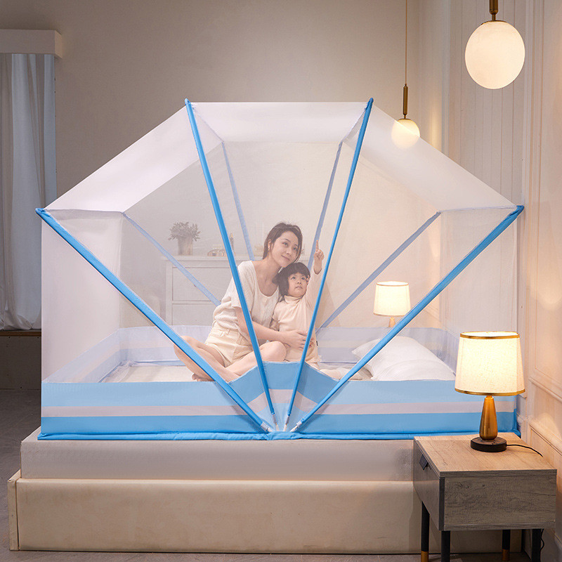 v2ws蚊帐2023新款六股支架加高折叠蚊帐免安装无底批发简易蚊帐坐