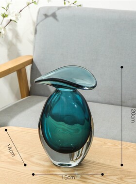 轻奢插花异形琉璃创意器样板房软装饰品客厅餐桌插花玻璃花瓶摆件