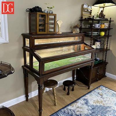 红砖房美式双层实木钢琴柜玻璃首饰展示柜陈列柜珠宝玉器销售柜台