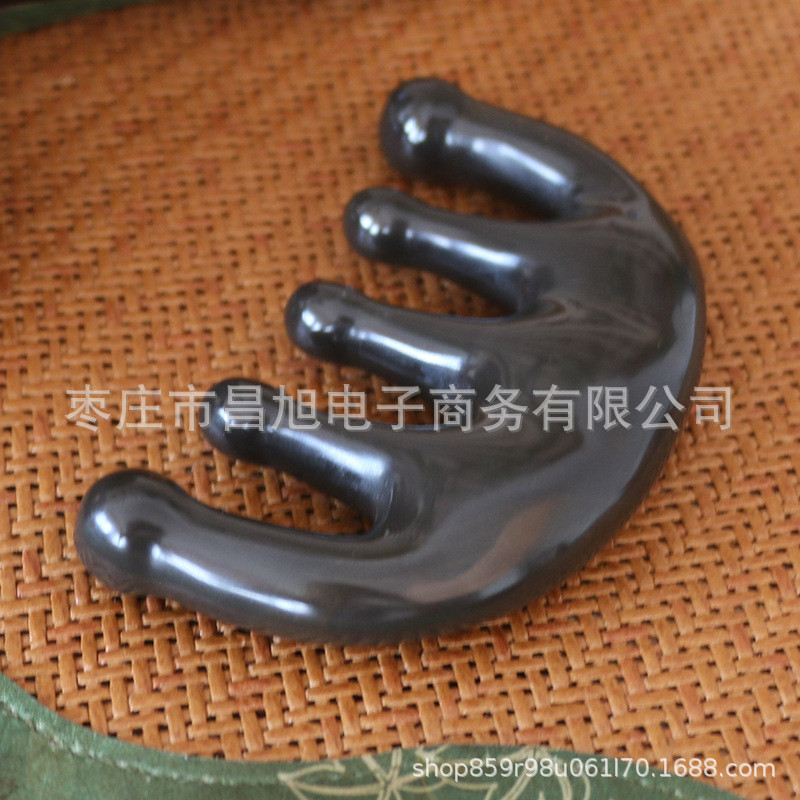 按摩梳砭石头疗梳头部经络梳子头皮防大宽齿刮板五齿梳