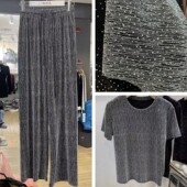 亮晶晶针织工艺面料烫钻锦纶金银线面料银灰色冰丝时尚 金属丝布